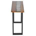 Consolle in teak naturale e nero con intarsio in resina effetto fiume, 1 pezzo