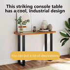 Consolle in teak naturale e nero con intarsio in resina effetto fiume, 1 pezzo