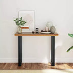 Consolle in teak naturale e nero con intarsio in resina effetto fiume, 1 pezzo