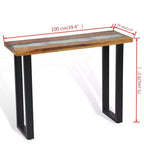 Consolle in teak naturale e nero con intarsio in resina effetto fiume, 1 pezzo