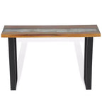 Consolle in teak naturale e nero con intarsio in resina effetto fiume, 1 pezzo