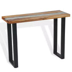 Consolle in teak naturale e nero con intarsio in resina effetto fiume, 1 pezzo