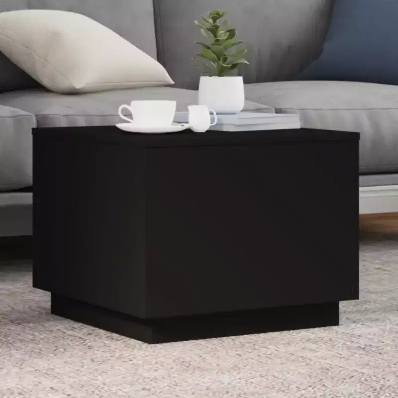 Tavolino da caffè LED quadrato bianco e nero, 1–2 persone (50 cm)