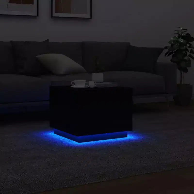 Tavolino da caffè LED quadrato bianco e nero, 1–2 persone (50 cm)