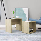 Tavolino impilabile di design, set da 2 – Nero / Grigio / Rovere Sonoma, MDF