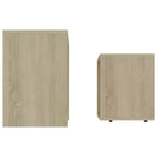 Tavolino impilabile di design, set da 2 – Nero / Grigio / Rovere Sonoma, MDF