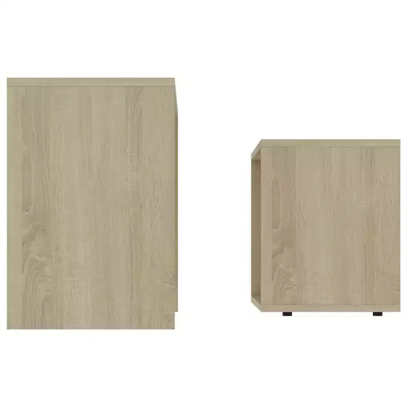 Tavolino impilabile di design, set da 2 – Nero / Grigio / Rovere Sonoma, MDF