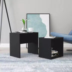 Tavolino impilabile di design, set da 2 – Nero / Grigio / Rovere Sonoma, MDF