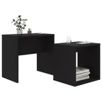 Tavolino impilabile di design, set da 2 – Nero / Grigio / Rovere Sonoma, MDF