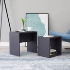 Tavolino impilabile di design, set da 2 – Nero / Grigio / Rovere Sonoma, MDF