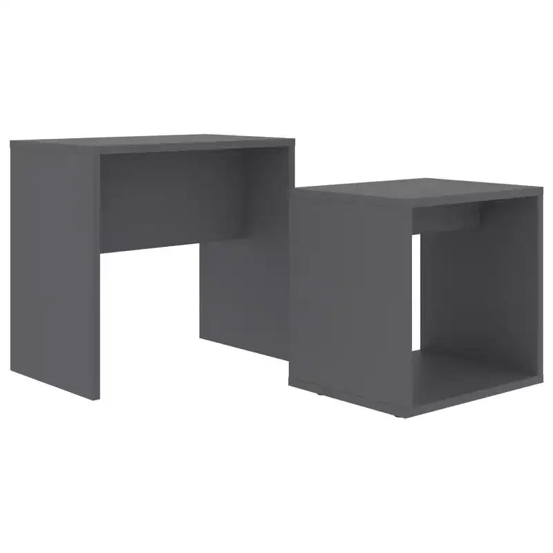 Tavolino impilabile di design, set da 2 – Nero / Grigio / Rovere Sonoma, MDF