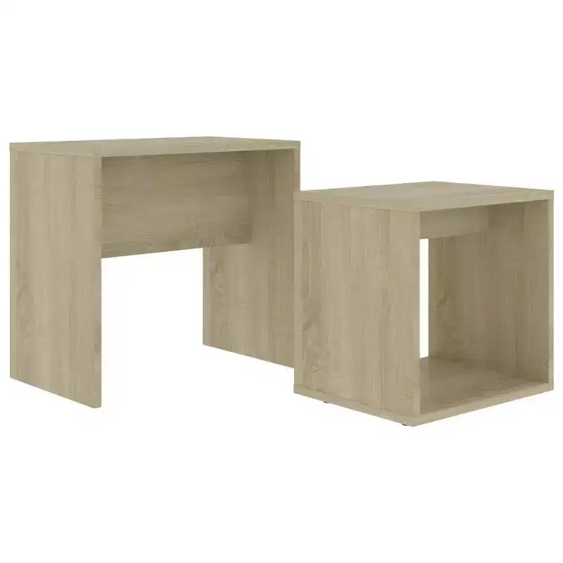 Tavolino impilabile di design, set da 2 – Nero / Grigio / Rovere Sonoma, MDF