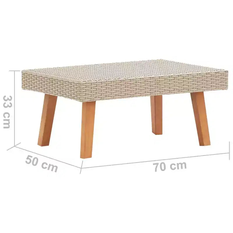 Tavolino da esterno rettangolare beige e nero, 1 pezzo