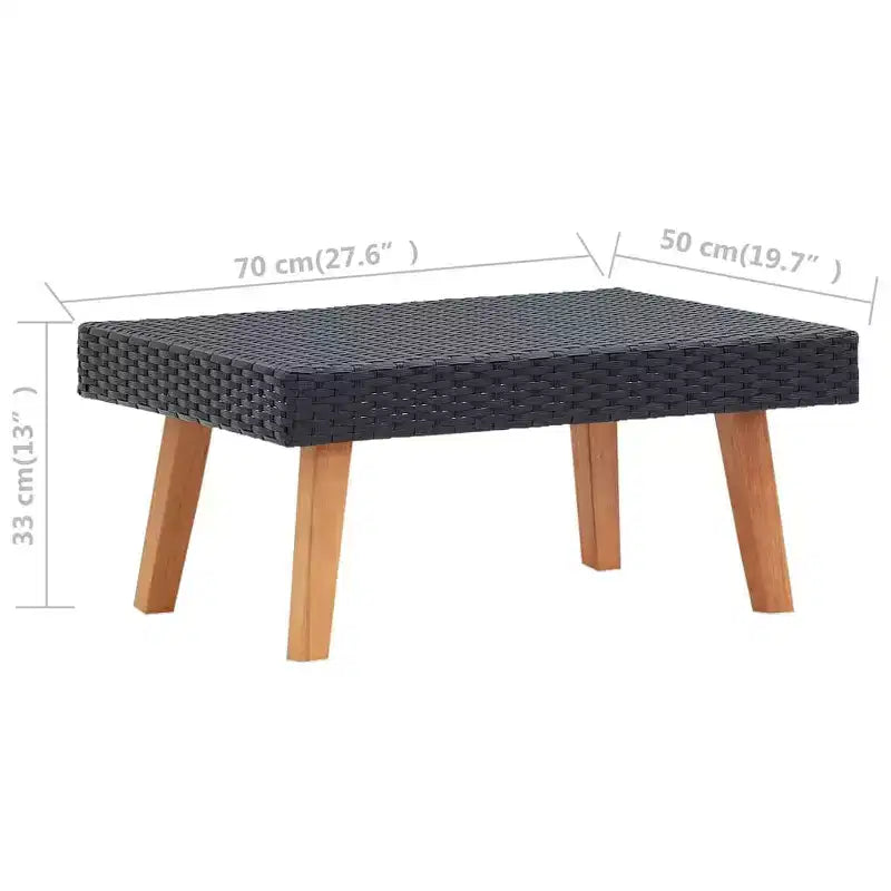 Tavolino da esterno rettangolare beige e nero, 1 pezzo
