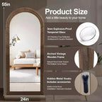 Specchio a figura intera marrone con cornice ad arco, cornice in metallo, autoportante/da parete, 1 persona