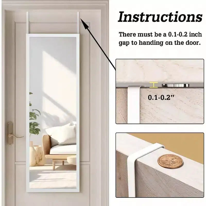 Specchio Bianco a Figura Intera da Appendere alla Porta o alla Parete, 122 x 41 cm, 1 Persona