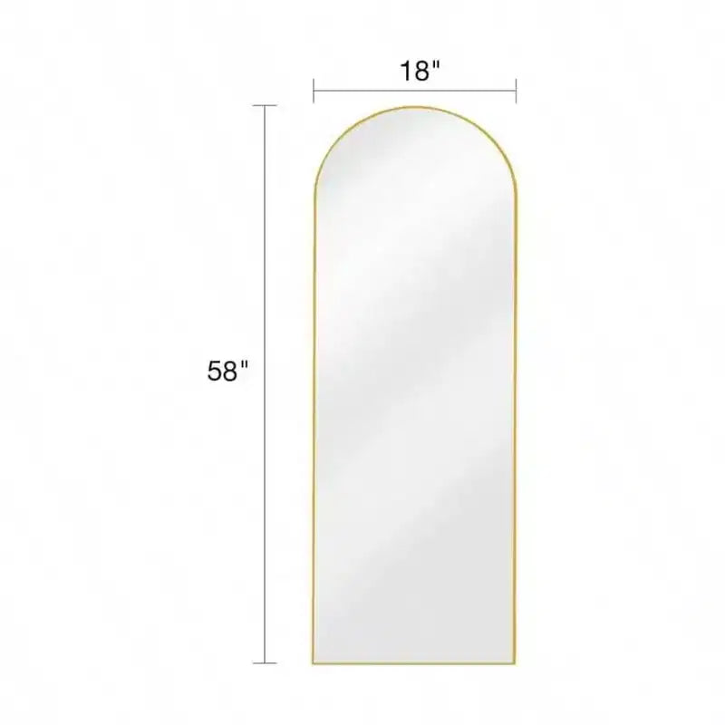 Specchio intero ad arco dorato, da terra/da parete, per 1 persona
