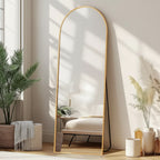 Specchio intero ad arco dorato, da terra/da parete, per 1 persona