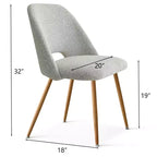 Sedia da pranzo in tessuto bouclé beige/grigio, schienale curvo, senza braccioli, set da 6