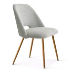 Sedia da pranzo in tessuto bouclé beige/grigio, schienale curvo, senza braccioli, set da 6