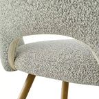 Sedia da pranzo in tessuto bouclé beige/grigio, schienale curvo, senza braccioli, set da 6