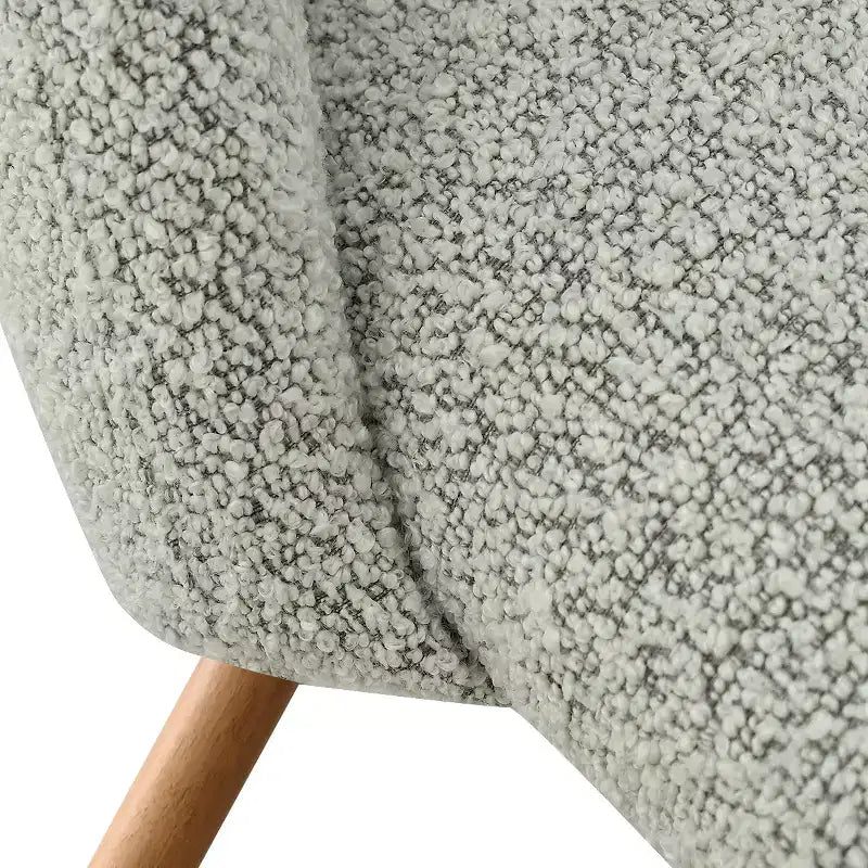 Sedia da pranzo in tessuto bouclé beige/grigio, schienale curvo, senza braccioli, set da 6