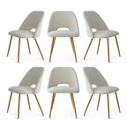 Sedia da pranzo in tessuto bouclé beige/grigio, schienale curvo, senza braccioli, set da 6