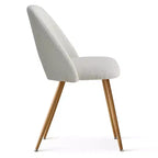 Sedia da pranzo in tessuto bouclé beige/grigio, schienale curvo, senza braccioli, set da 6
