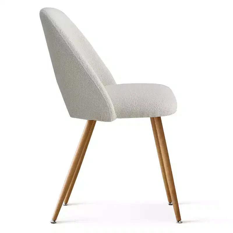 Sedia da pranzo in tessuto bouclé beige/grigio, schienale curvo, senza braccioli, set da 6