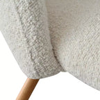 Sedia da pranzo in tessuto bouclé beige/grigio, schienale curvo, senza braccioli, set da 6