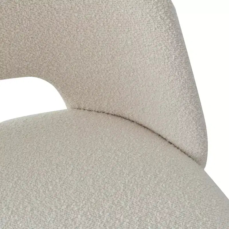 Sedia da pranzo in tessuto bouclé beige/grigio, schienale curvo, senza braccioli, set da 6