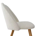 Sedia da pranzo in tessuto bouclé beige/grigio, schienale curvo, senza braccioli, set da 6