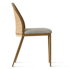Sedia da pranzo in rattan naturale e lino con gambe in metallo – Set da 2 / 4 / 6