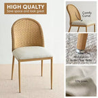 Sedia da pranzo in rattan naturale e lino con gambe in metallo – Set da 2 / 4 / 6