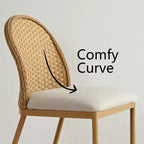 Sedia da pranzo in rattan naturale e lino con gambe in metallo – Set da 2 / 4 / 6