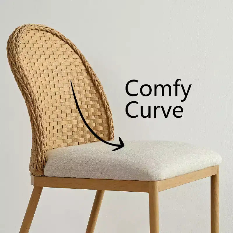 Sedia da pranzo in rattan naturale e lino con gambe in metallo – Set da 2 / 4 / 6