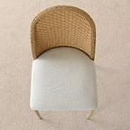 Sedia da pranzo in rattan naturale e lino con gambe in metallo – Set da 2 / 4 / 6