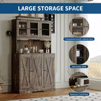 Dispensa Marrone da Cucina Stile Farmhouse con Ante in Acrilico e Presa Elettrica, 178 cm, 1 Persona