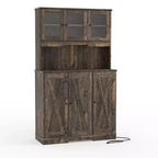 Dispensa Marrone da Cucina Stile Farmhouse con Ante in Acrilico e Presa Elettrica, 178 cm, 1 Persona