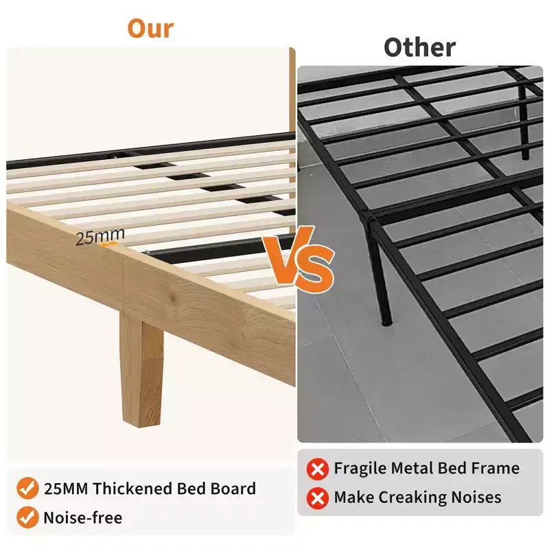 Struttura letto a piattaforma in rattan naturale bohémien con testiera a LED – Matrimoniale a una piazza/Matrimoniale/Queen size