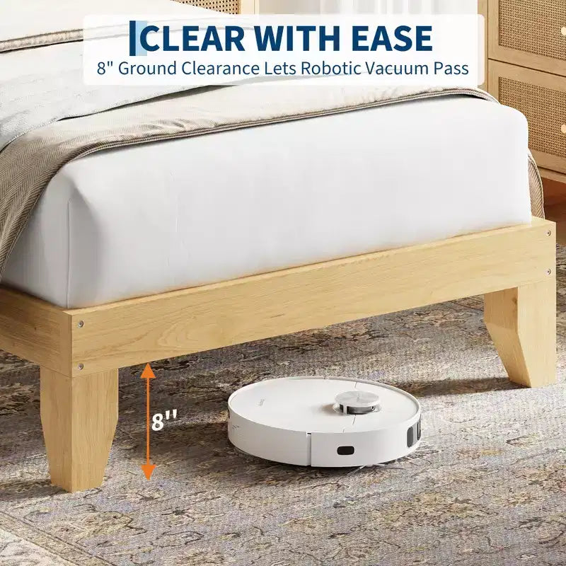 Struttura letto a piattaforma in rattan naturale bohémien con testiera a LED – Matrimoniale a una piazza/Matrimoniale/Queen size