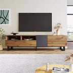 Mobile TV in Legno Marrone con Anta a Ribalta, Adatto per TV fino a 80", Montaggio per 1 Persona