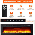 Caminetto Elettrico Nero 60", a Parete/Incasso, Termoventilatore a 2 Impostazioni, 12 Colori Fiamma