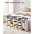Shoe Storage Bench, Entryway Bench with 20 Compartments & Padded Seat, 300 lb Capacity for Bedroom, Cloud White & Gray