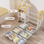 Scaffale portaoggetti bianco a 4 ripiani per bambini con 8 contenitori rimovibili, per 1+ bambino