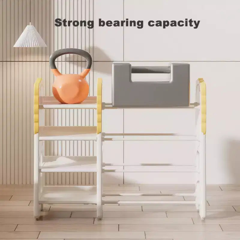 Scaffale portaoggetti bianco a 4 ripiani per bambini con 8 contenitori rimovibili, per 1+ bambino