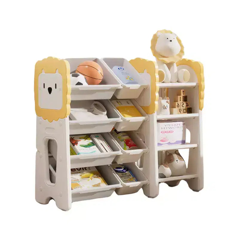 Scaffale portaoggetti bianco a 4 ripiani per bambini con 8 contenitori rimovibili, per 1+ bambino