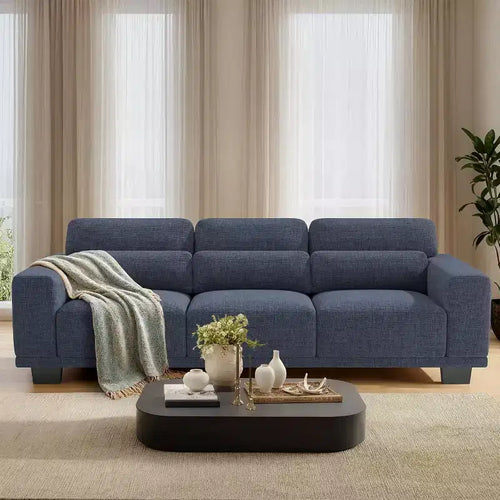 89 inch living room sofa, 3-seater sofa with wide armrests and deep seats, comfortable 3-layer sofa, sofa with detachable and washable lid