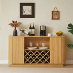 Credenza a buffet con pannello a onda bianco, 2 ante, 147 cm di larghezza