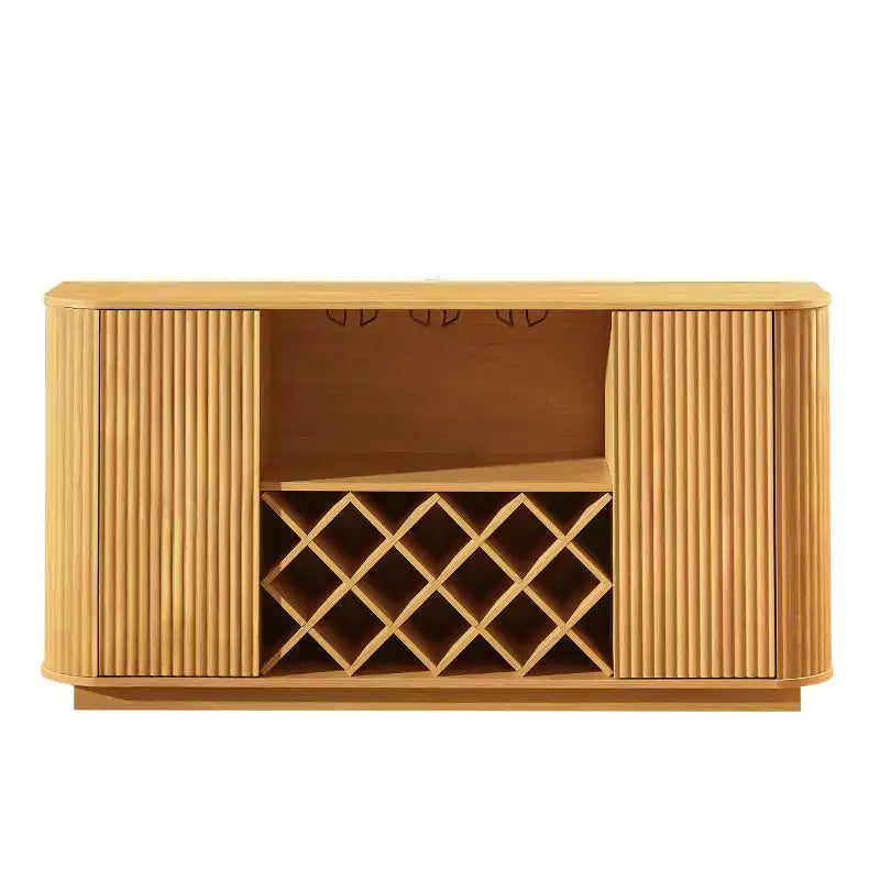 Credenza a buffet con pannello a onda bianco, 2 ante, 147 cm di larghezza